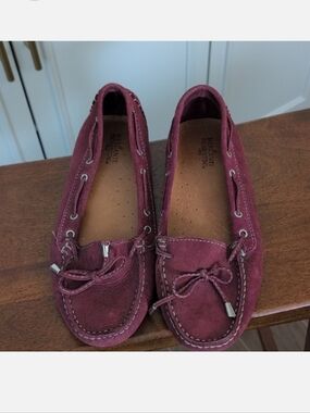 Mercanti Fiorentini Burgundy Suede Moccasin Loafers Shoes Size 8.5